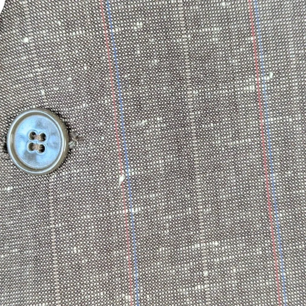 Leishman Mens 41R Wool Blend Blazer Grey Brown Pinstripe Sport Coat Canada